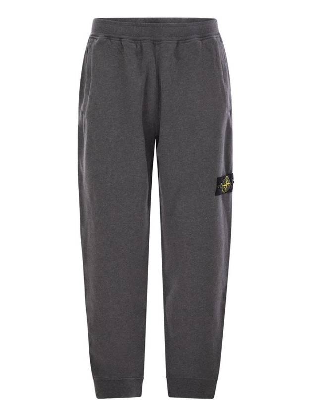 Signature Wappen Patch Cotton Baggy Pants Dark Grey Melange - STONE ISLAND - BALAAN 2