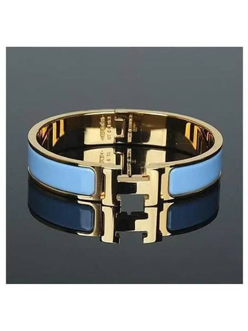 CLIC Click Ash gold plated blue color PM bangle bracelet - HERMES - BALAAN 1