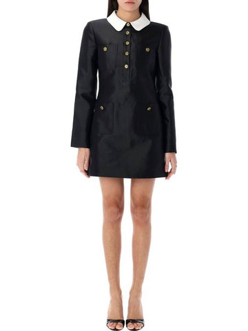 Self-Portrait Taffeta Contrast Collar Mini Dress - SELF PORTRAIT - BALAAN 1