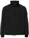 Logo Micro Twill Zip Up Jacket Black - STONE ISLAND - BALAAN 2