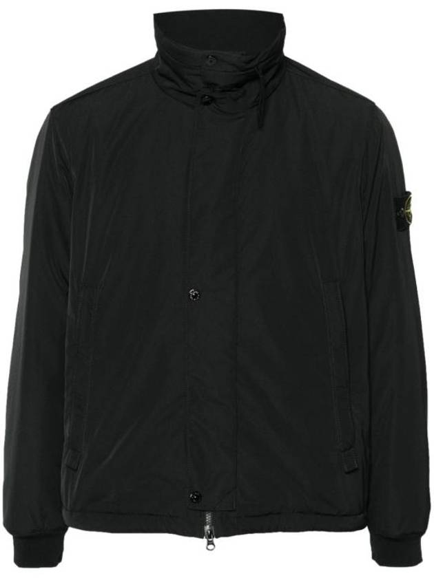 Logo Micro Twill Zip Up Jacket Black - STONE ISLAND - BALAAN 2