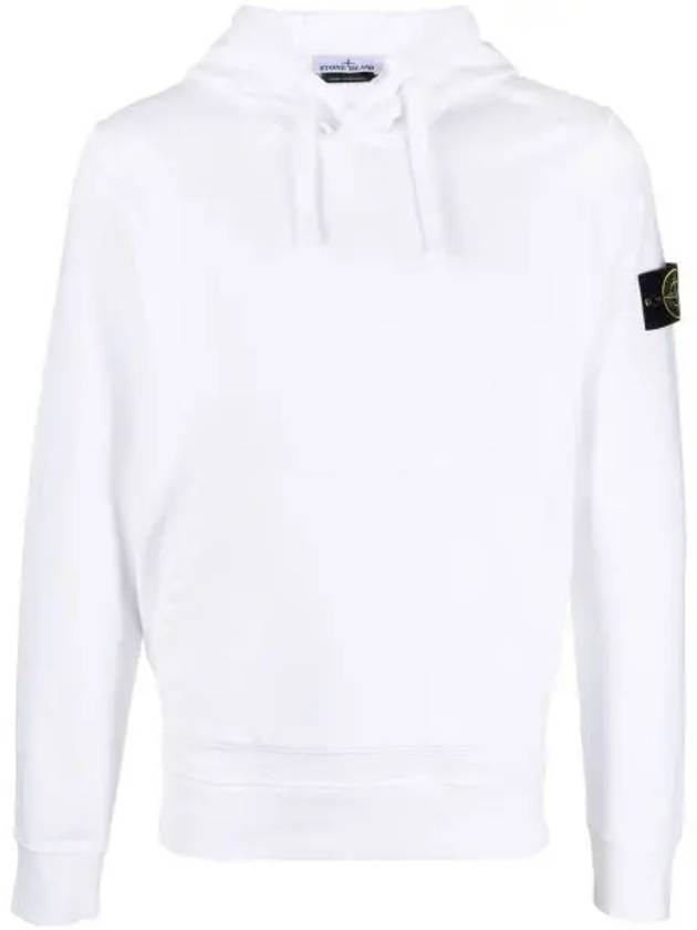 Logo Patch Drawstring Hoodie White - STONE ISLAND - BALAAN 2