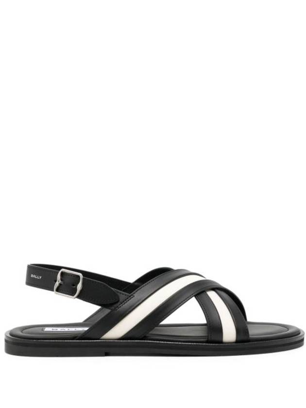 Crossover Strap Leather Sandals Black - BALLY - BALAAN 3