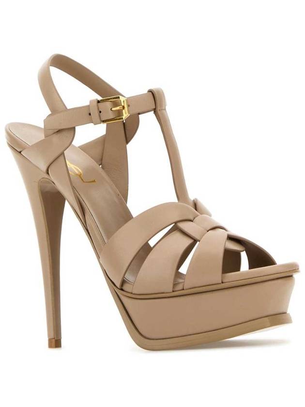 Tribute Sandals Heel Beige - SAINT LAURENT - BALAAN 3