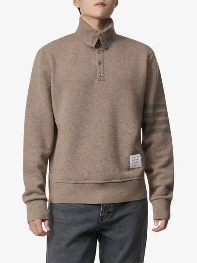 4-Bar Funnel Neck Pullover Knit Top Brown - THOM BROWNE - BALAAN 2