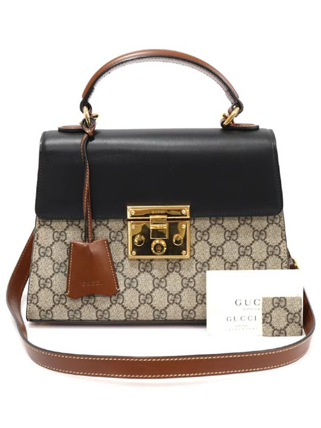 453188 GG Supreme Canvas Black Leather Padlock Small Top Handle 2WAY - GUCCI - BALAAN 2