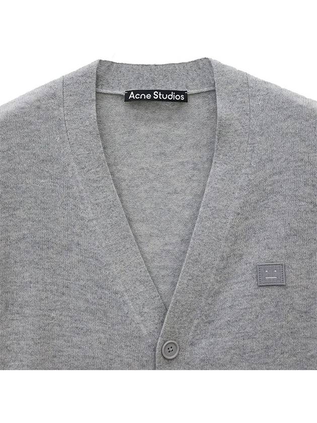 Keve Face Wool V-neck Cardigan Grey - ACNE STUDIOS - BALAAN 3