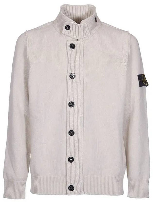 Wappen High Neck Button Up Wool Cardigan Plaster - STONE ISLAND - BALAAN 2