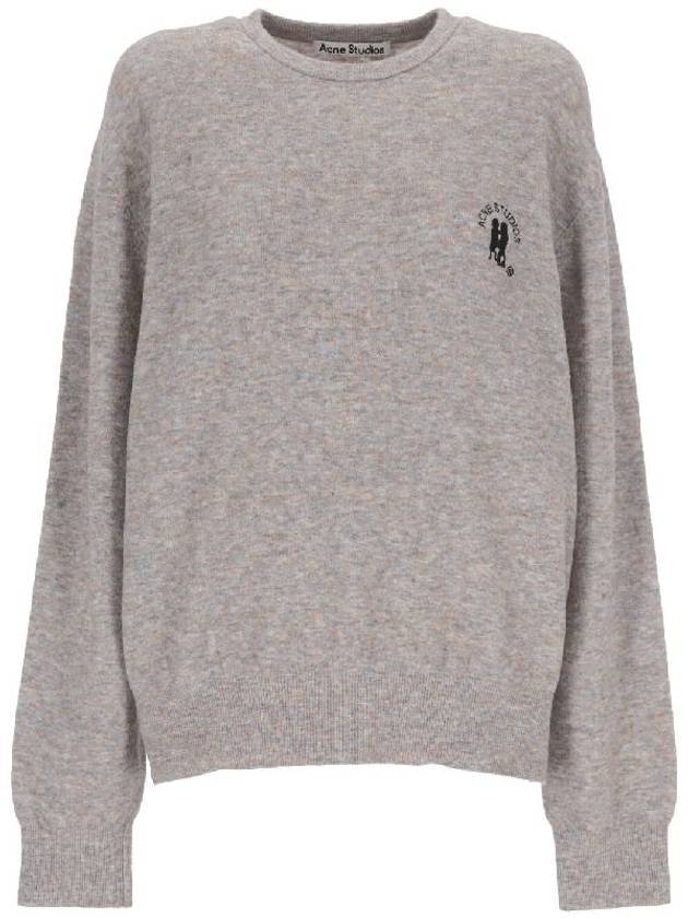 Embroidered Logo Jumper Knit Top Light Grey - ACNE STUDIOS - BALAAN 2