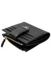 Saffiano Smooth Leather Small Half Wallet Black - PRADA - BALAAN 5