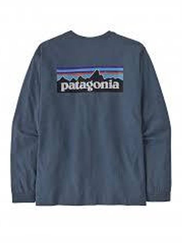 P6 Logo Responsibili Long Sleeve T-Shirt Utility Blue - PATAGONIA - BALAAN 3