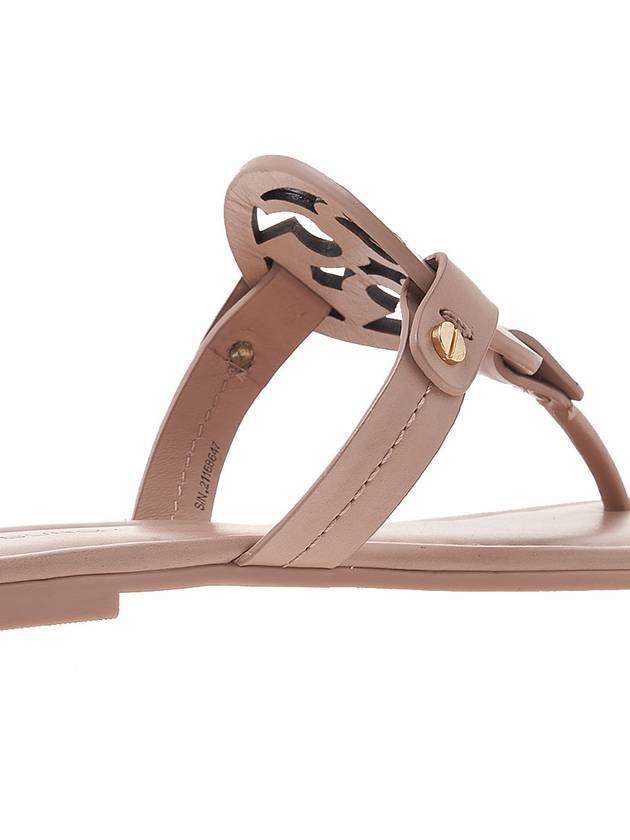 Miller Logo Leather Flip Flops Beige - TORY BURCH - BALAAN.