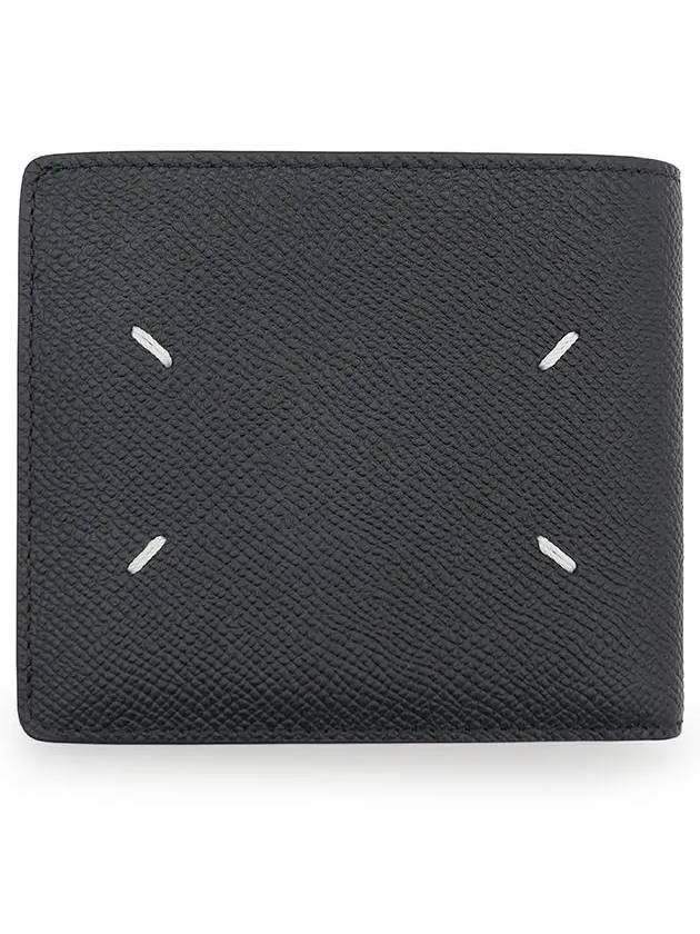 Stitched Bifold Leather Half Wallet Black - MAISON MARGIELA - BALAAN 3