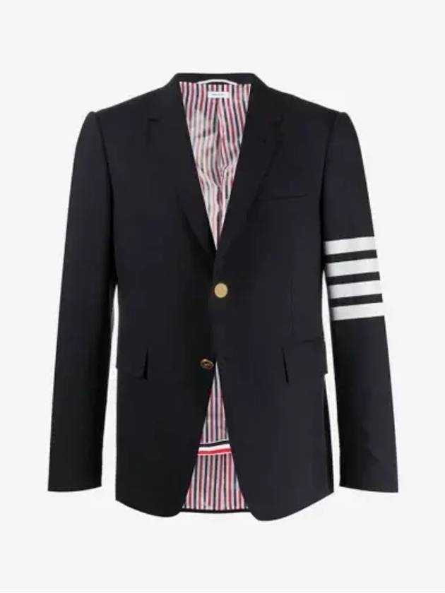 Plain Weave Suiting 4 Bar Classic Sport Jacket Jacket Navy - THOM BROWNE - BALAAN 3