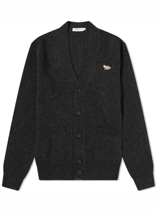 Baby Fox Patch Cosy Cardigan Dark Grey - MAISON KITSUNE - BALAAN 3