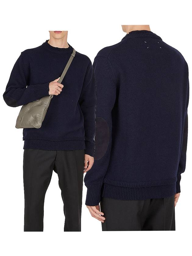 Back Stitch Elbow Patch Knit Top Navy - MAISON MARGIELA - BALAAN 2