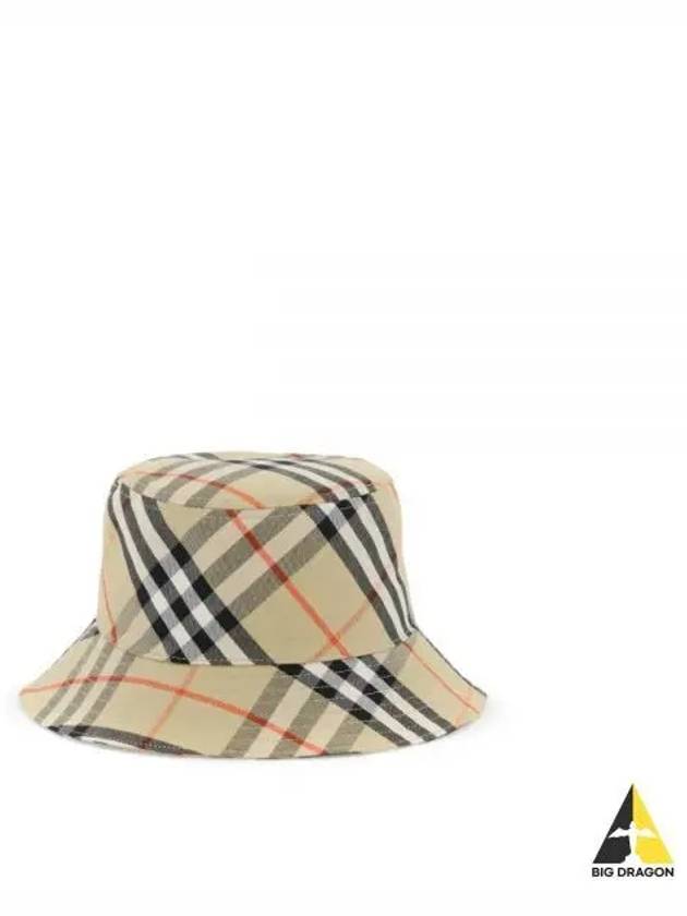 Check Cotton Blend Bucket Hat Beige - BURBERRY - BALAAN 2