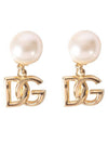 logo charm pearl earrings gold - DOLCE&GABBANA - BALAAN.