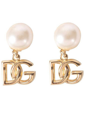logo charm pearl earrings gold - DOLCE&GABBANA - BALAAN.