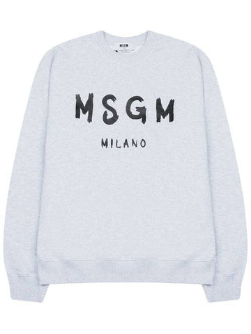 Milano Brushed Logo Cotton Sweatshirt Grey - MSGM - BALAAN 1