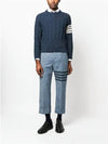 Donegal Twist Cable 4-Bar Classic Crewneck Knit Top Blue - THOM BROWNE - BALAAN 4