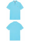 Logo Wappen Short Sleeve PK Shirt Aqua Blue - STONE ISLAND - BALAAN.