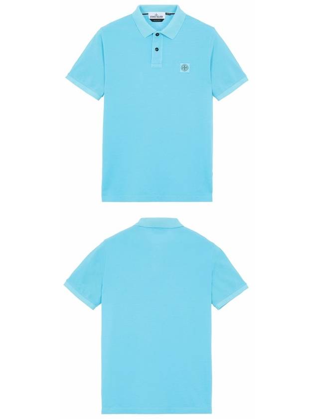 Logo Wappen Short Sleeve PK Shirt Aqua Blue - STONE ISLAND - BALAAN.