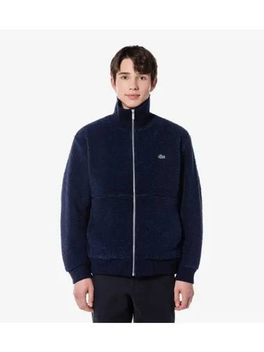 Men s Wide Rib Collar Fleece Jacket Dark Navy - LACOSTE - BALAAN 1