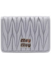 Matelasse Nappa Leather Card Wallet Grey - MIU MIU - BALAAN 3