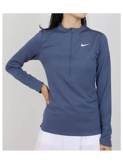 Women's Dri Fit UV Advantage Half Zip Long-Sleeve T-Shirt Blue - NIKE - BALAAN 2