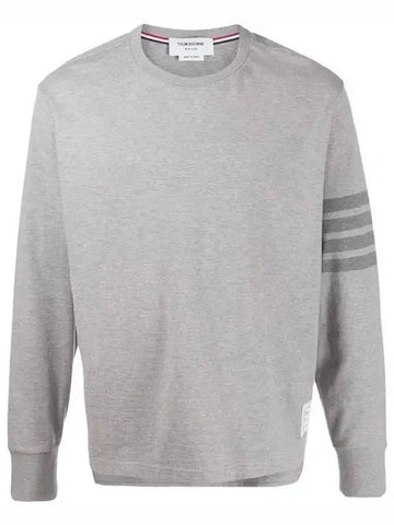 Men's Diagonal Armband Tonal Rugby Long Sleeve T-Shirt Gray - THOM BROWNE - BALAAN.