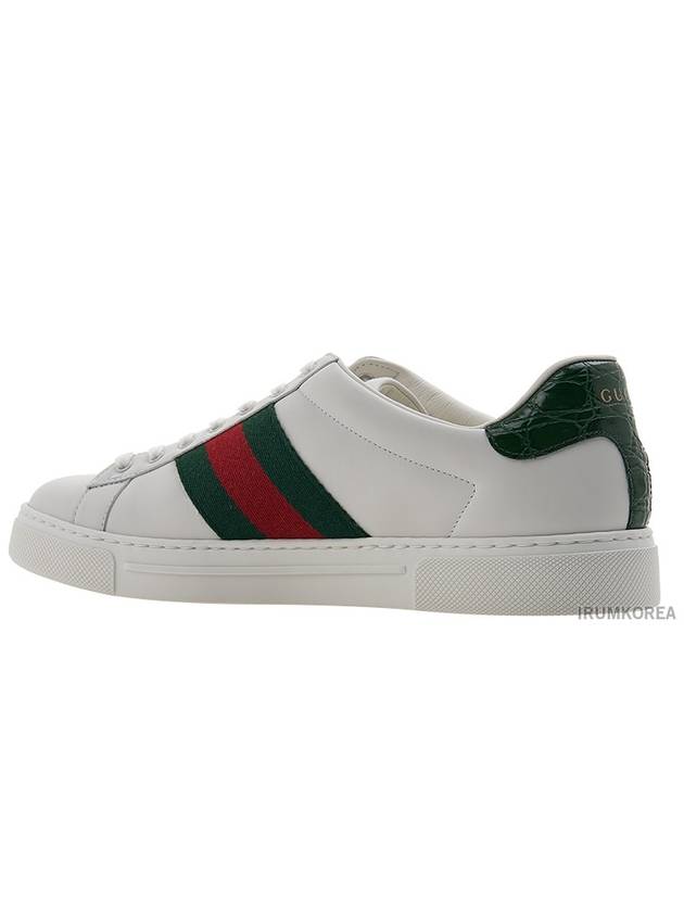 Ace Web Leather Low Top Sneakers White - GUCCI - BALAAN 4