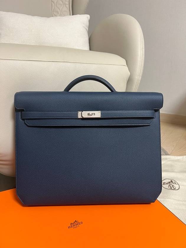 Kelly Depeche 36 Briefcase Navy Blue de Prusso - HERMES - BALAAN 4