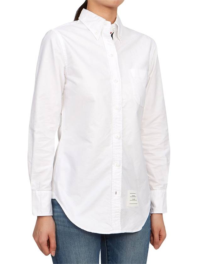 Button Down Cotton Oxford Long Sleeve Shirt White - THOM BROWNE - BALAAN 5