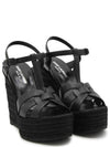 Tribute Espadrille Wedge Heel Black - SAINT LAURENT - BALAAN 5