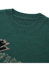 Warped Rose Knit PulloverTeal Unisex Graphic Knit Top Green - PHOS333 - BALAAN 4