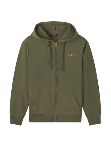 Men's VPC Logo Print ZIp Up Hoodie Khaki - A.P.C. - BALAAN 1