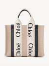 Woody Small Canvas Tote Bag Navy Beige - CHLOE - BALAAN 2