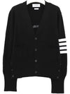 Men's 4 Bar Mr. Tom Icon Intarsia Bag Classic Merino Wool Cardigan Black - THOM BROWNE - BALAAN 1