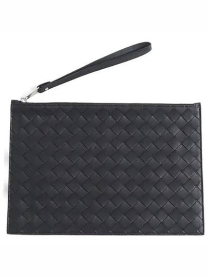 Intrecciato Strap Large Clutch Bag Black - BOTTEGA VENETA - BALAAN 2