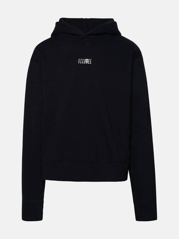 Small Number Logo Cotton Hoodie Black - MAISON MARGIELA - BALAAN 1