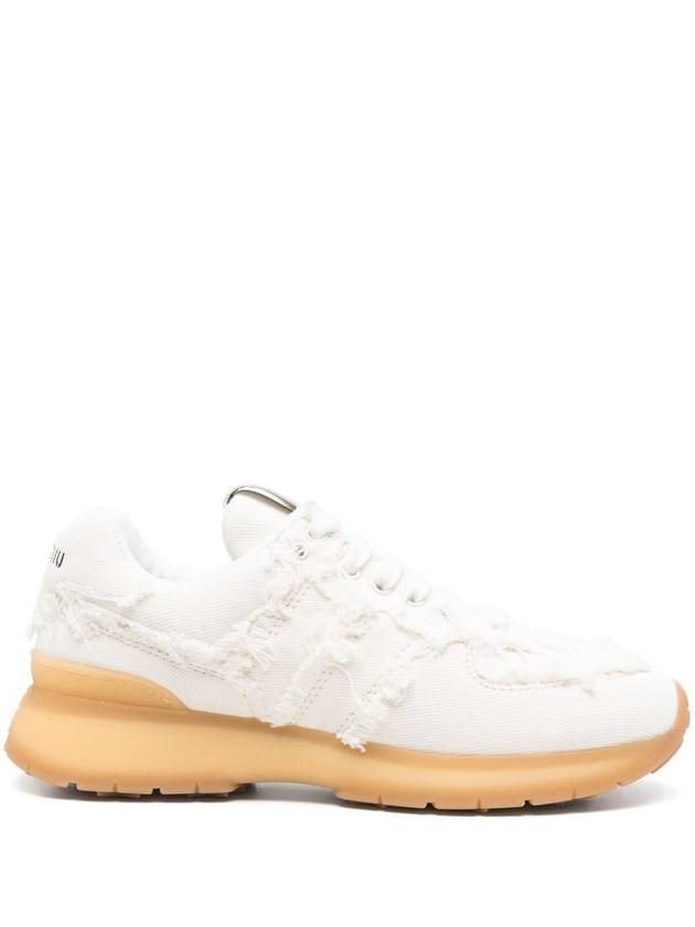 Cotton Denim Low Top Sneakers White - MIU MIU - BALAAN 2