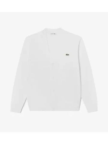 Men s lecture pique solid cardigan white - LACOSTE - BALAAN 1