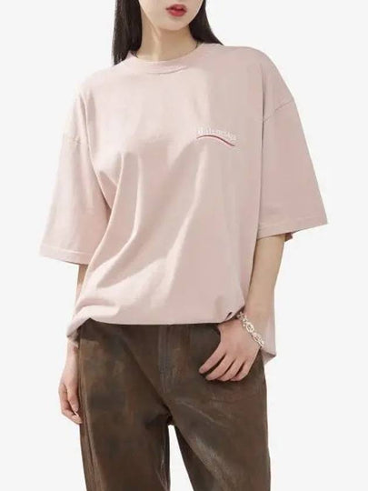 Wave Logo Political Campaign Large Fit Short Sleeve T-Shirt Pink - BALENCIAGA - BALAAN 2