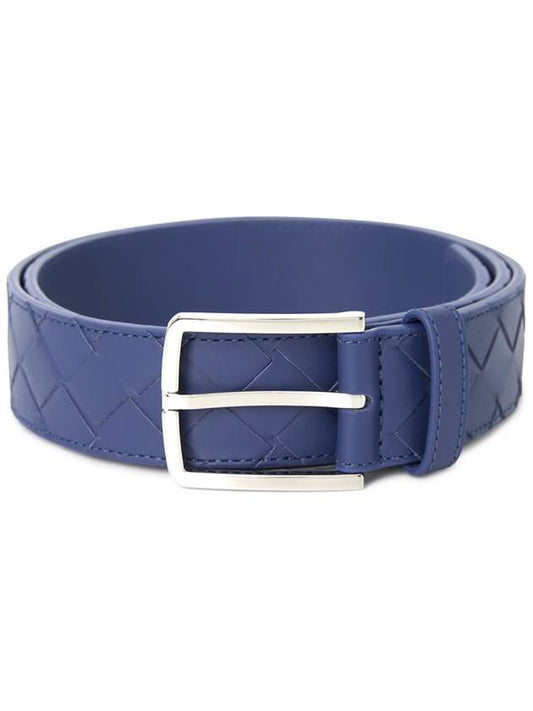 Intrecciato Leather Belt Blue - BOTTEGA VENETA - BALAAN 2