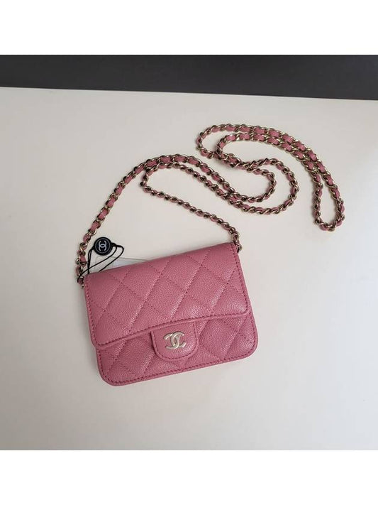 classic gold caviar chain mini cross bag rose pink - CHANEL - BALAAN.