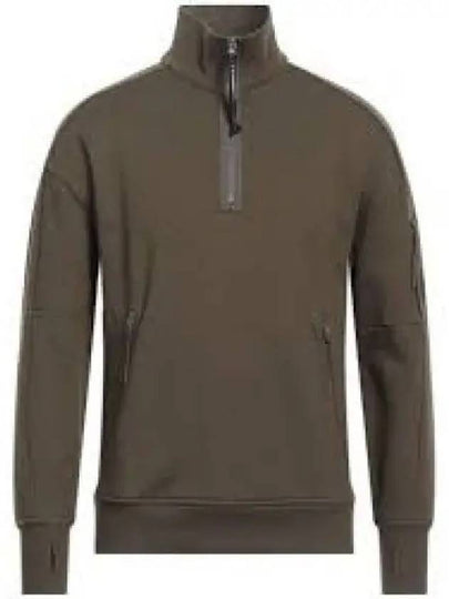 Diagonal Raised Fleece Half Zipped Sweatshirt Green - CP COMPANY - BALAAN 2