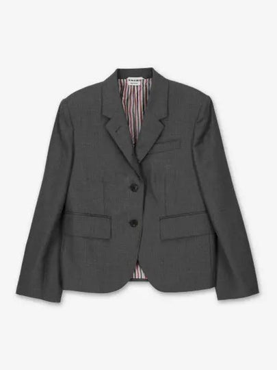 Women's Twill Slim Fit Single Breasted Wool Jacket Mid Grey - THOM BROWNE - BALAAN 2