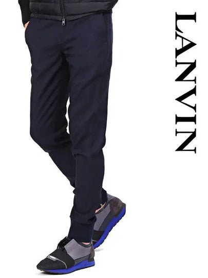 Men's Banding Zipper Jogger Straight Pants Navy - LANVIN - BALAAN 2