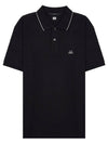 Stretch Piquet Regular Striped Collar Polo Shirt Black - CP COMPANY - BALAAN 2